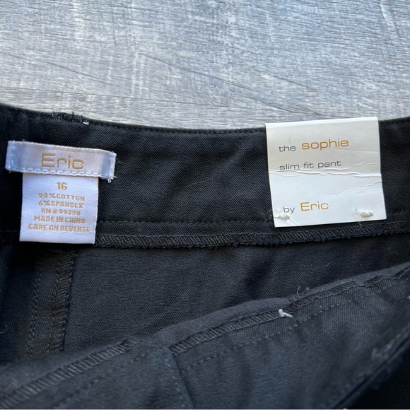 The Sophie by Eric Woman's Pants Slim Fit Black Hardware Stretch Size 16 - Picture 4 of 8